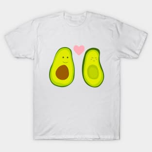 Couple avocado in love . Two avocado halves with heart, St. Valentine's day T-Shirt